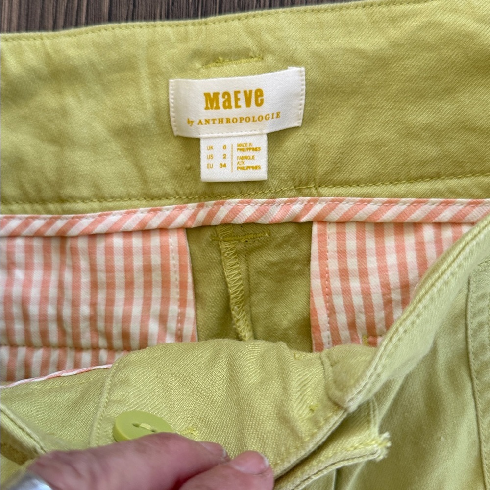 Anthropologie Maeve Chartreuse Trousers - Picture 2 of 7